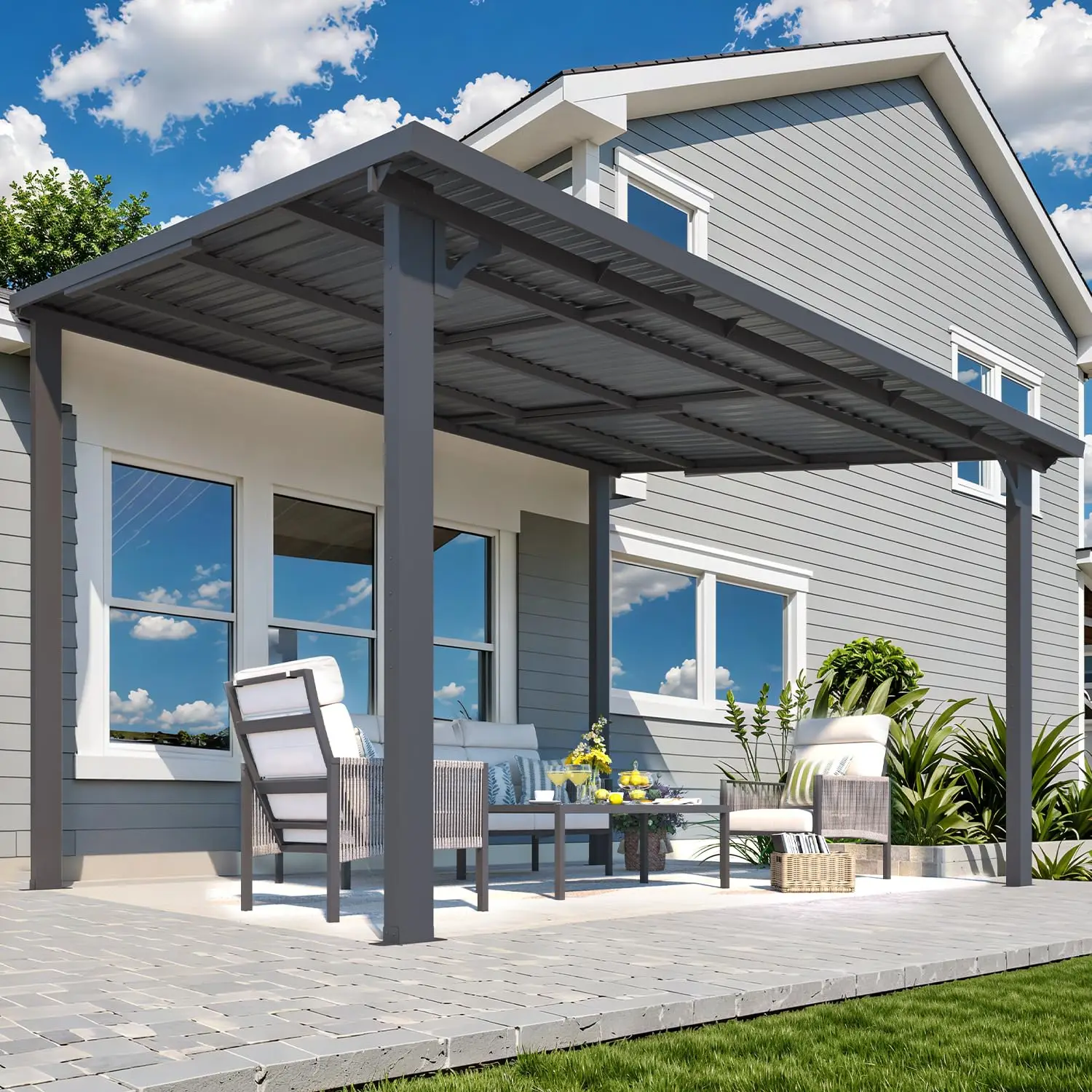 12' x 10' Outdoor Hardtop Pergola Gazebo for Patio, Large 10x12 Galvanized Steel Heavy Duty Lean to Gazebo,, Customized