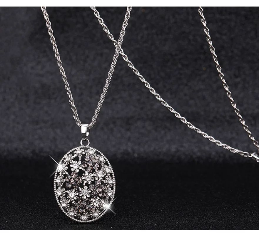 新しい多機能セーターチェーンネックレス、女性に適したロングでファッショナブルなクリスタルペンダント