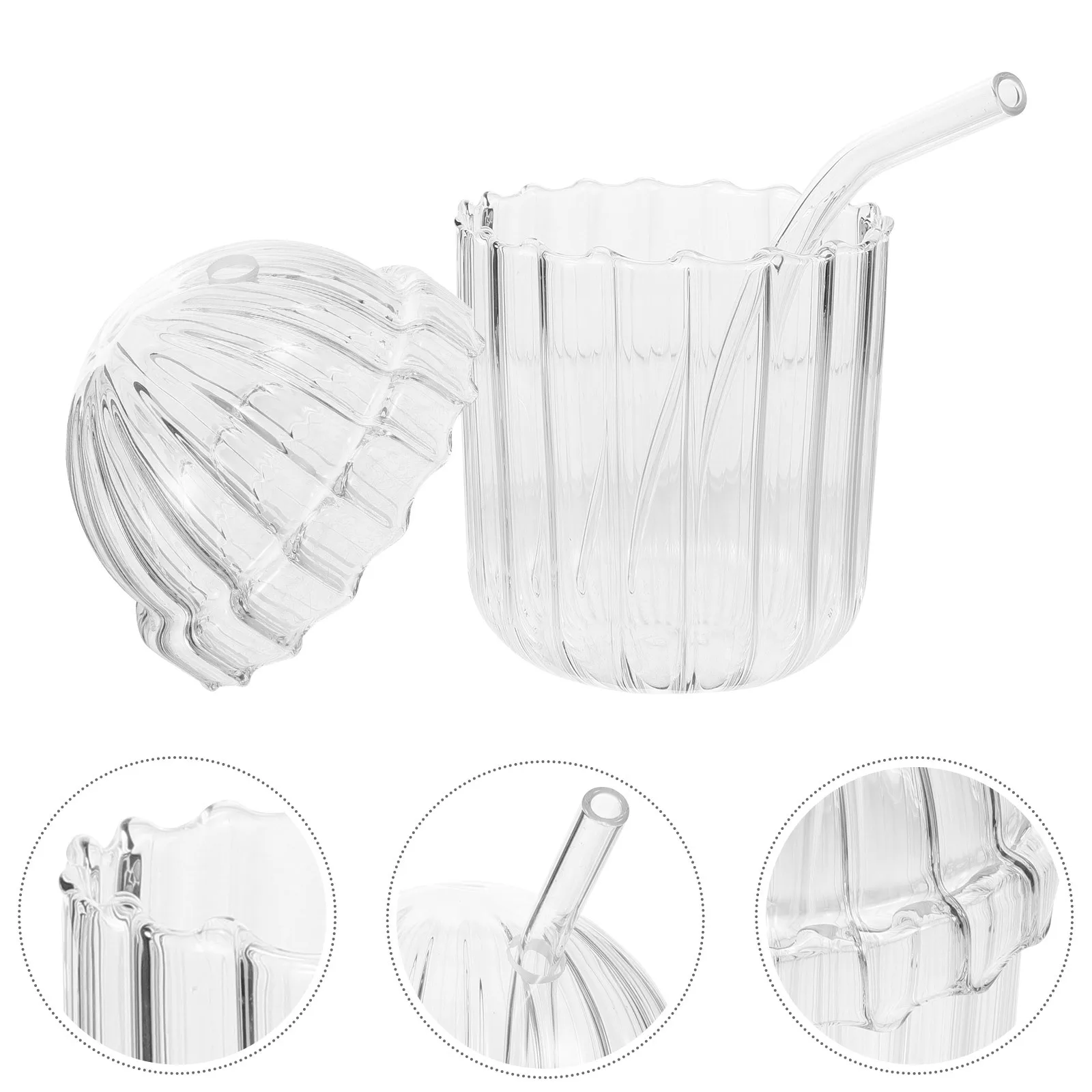 

Glass Cup with Straw High Borosilicate Large Capacity Drinking Glass Reusable Beverage Container Juice Mug Hotel Beverage Cup