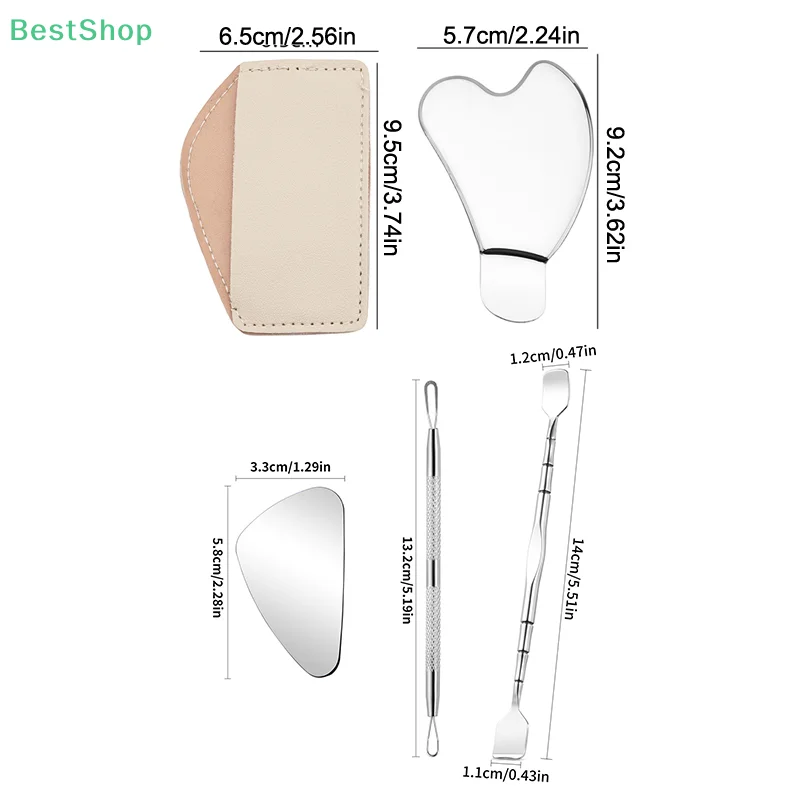 ♥ シルバーメタル刮痧ボード 黒ずみ除去ツール ステンレス鋼刮痧マッサージツール ディープクレンジングフェイススパチュラ