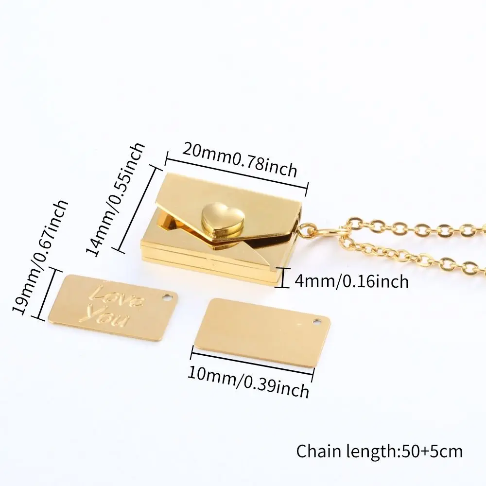 Mode zu öffnende Umschlag Halskette Herz DIY Anhänger Pullover Kette Edelstahl Hals Schmuck Liebhaber Halsband Halskette Mädchen