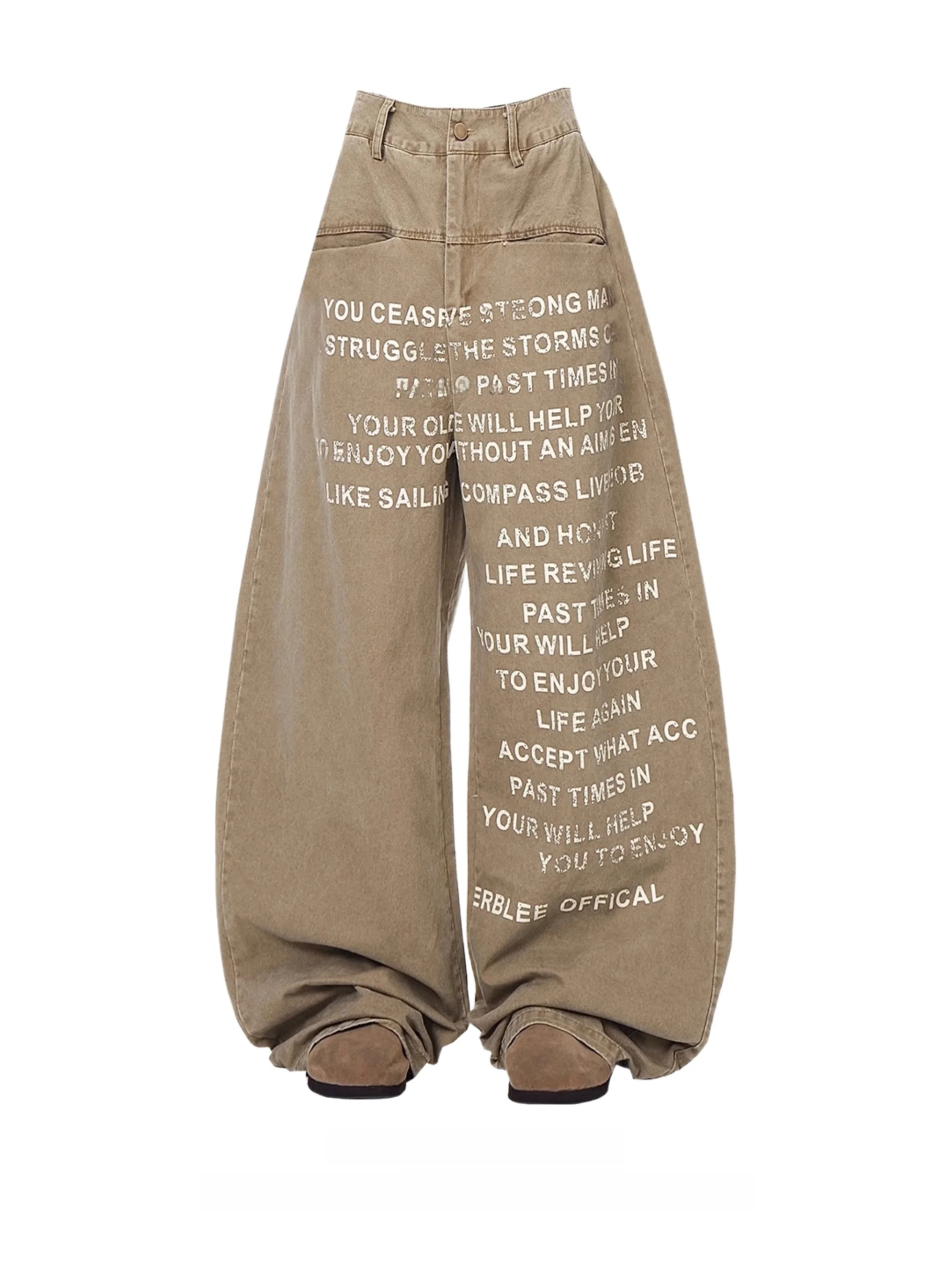 

American Sle Letter Print Jeans Women's Autumn 2025 New Lazy Design Waed Wide Leg Pants High Waist Button Closure Denim