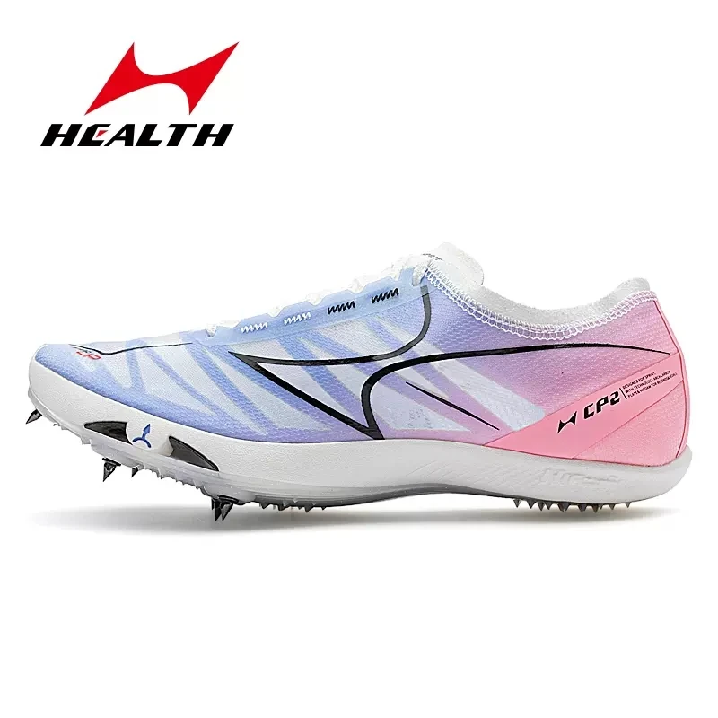 Health CP2 Track And Field Shoes Mid Short Distance Running Sneaker Professional Men Women Carbon Plate Sprint Dash Sport Shoes