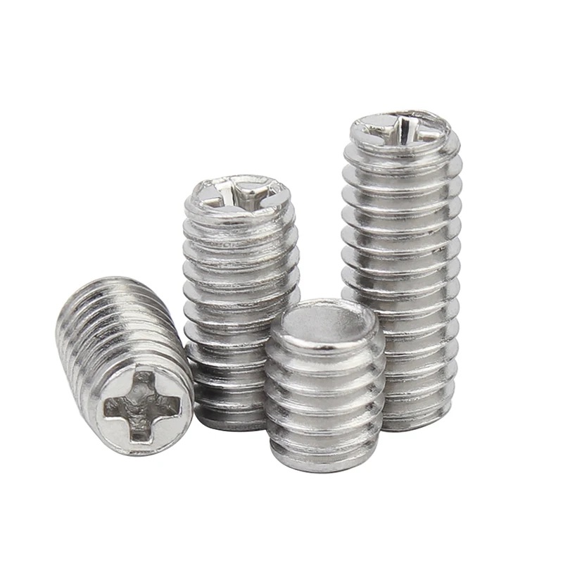 50 ~ 100 pezzi viti di fissaggio senza testa M2 M2.5M3M4 304 A2 in acciaio inossidabile Phillips senza testa vite di fissaggio punta piatta set vite senza testa