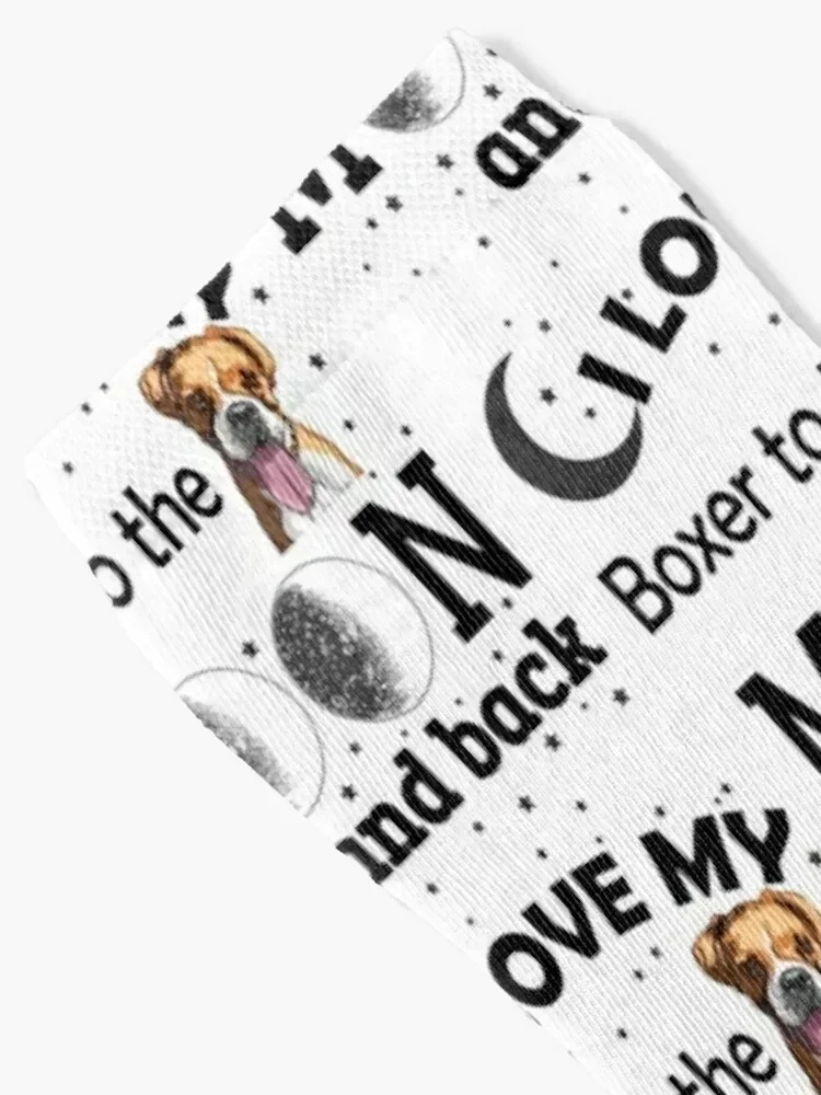 I Love My Boxer to The Moon And Back - Christmas And Birthday Gift Ideas (Black Font) Socks golf Running Socks Men Women's