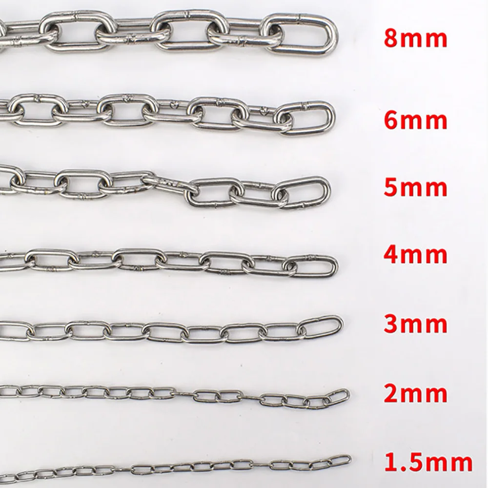 1/2/5 metrów łańcuchy łańcuch ze stali nierdzewnej żelazny łańcuch średnica 1.2mm-8mm Pet Dog Choker obroża huśtawka hamakowa zabezpieczenie przed kradzieżą