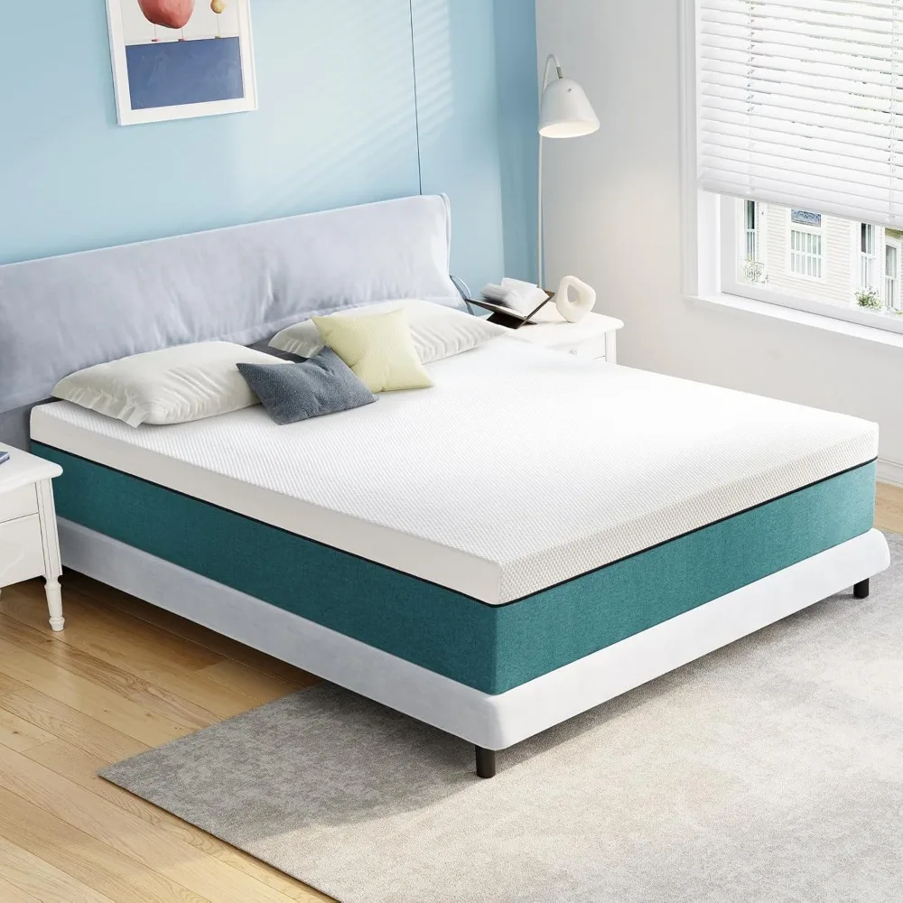 Matelas plein en mousse à mémoire de forme, 10 amarans, pleine grandeur, dans une boîte avec instituts de pression, sommeil, pas de violet fin, bleu, 54 po x 75 po x 10 po