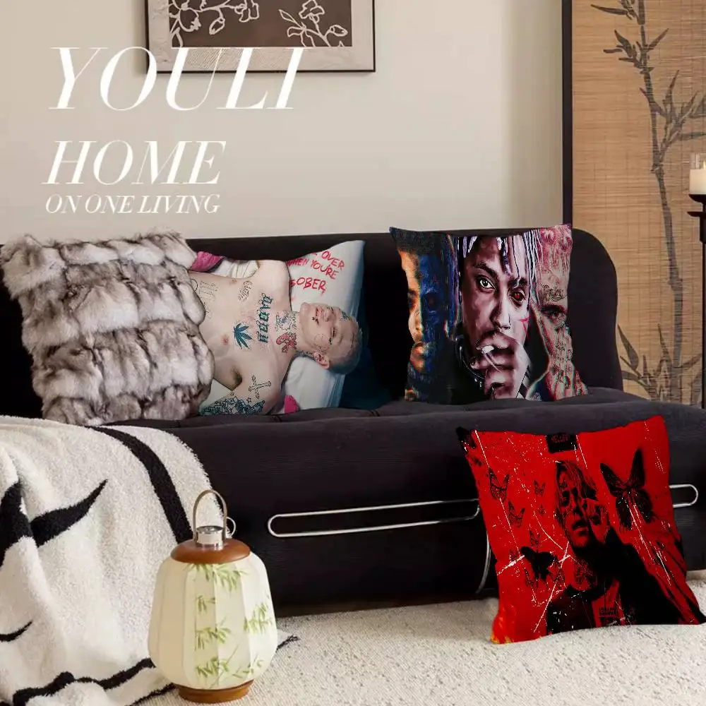 Funda de cojín de rapero Lil P-Peep, almohada decorativa para sofá, funda decorativa para el hogar, fundas de almohada