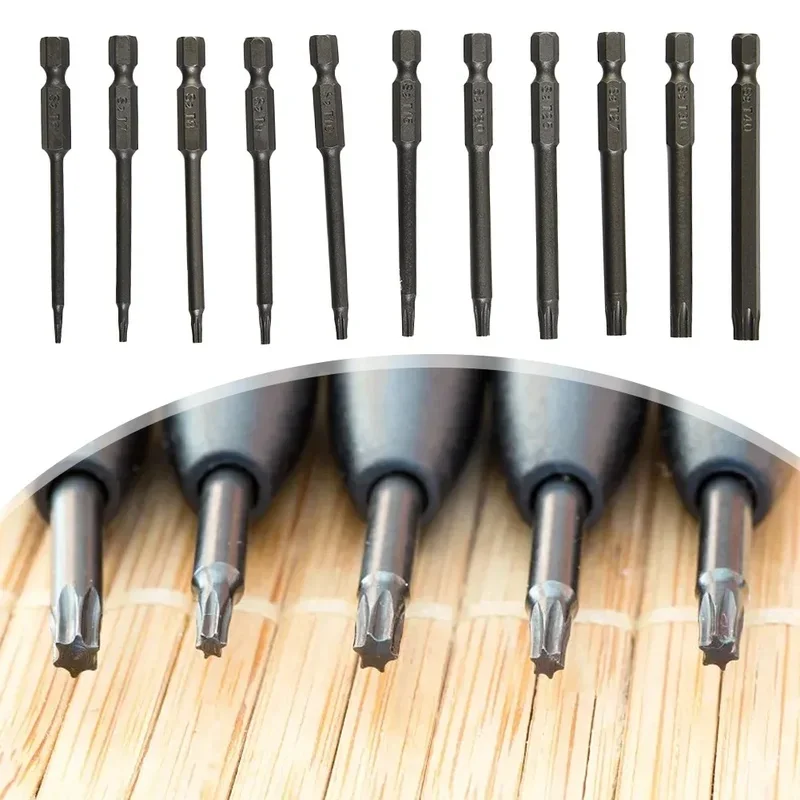 Extra Long 11pcs Torx Screwdriver Bit Set 75mm/3inch Magnetic Hex Security Head T7 T8 T9 T10 T15 T20 T25 T27 T30 T40