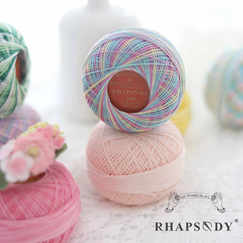 

Rhapsody Size 20 Crochet Cotton Embroidery Thread 210Yards for Hand Knitting Tatting Egyptian Cotton Yarn Singed Mercerized