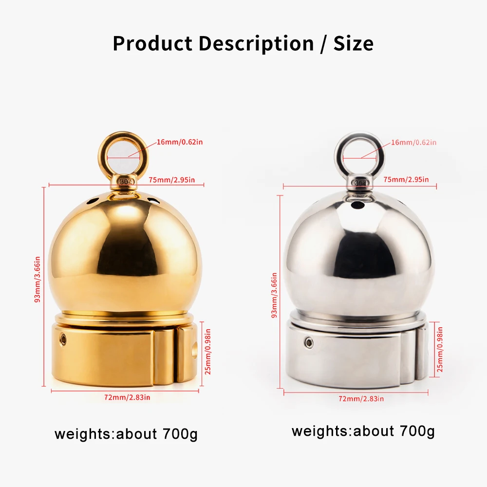 New Silver/Gold Heavy Testicles Ball Stretcher Stainless Steel Male Cock Penis Ring Weight Testis Scrotum Restraint CBT Sex Toys