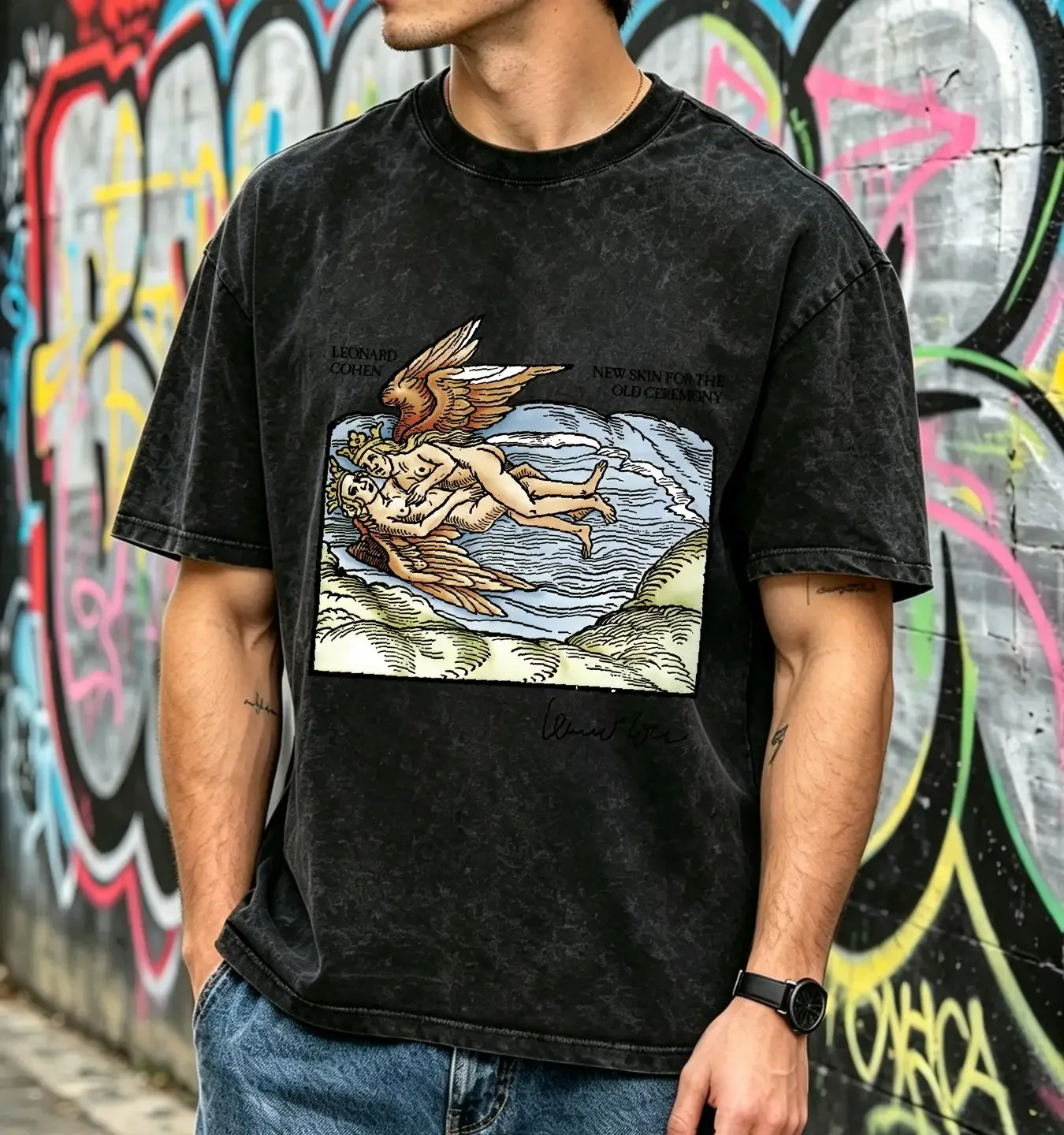 washed T Shirt Leonard Cohen New Skin For The Old Ceremony All Size S to 5XL vintage Washed Top For Everyday Wear Soft