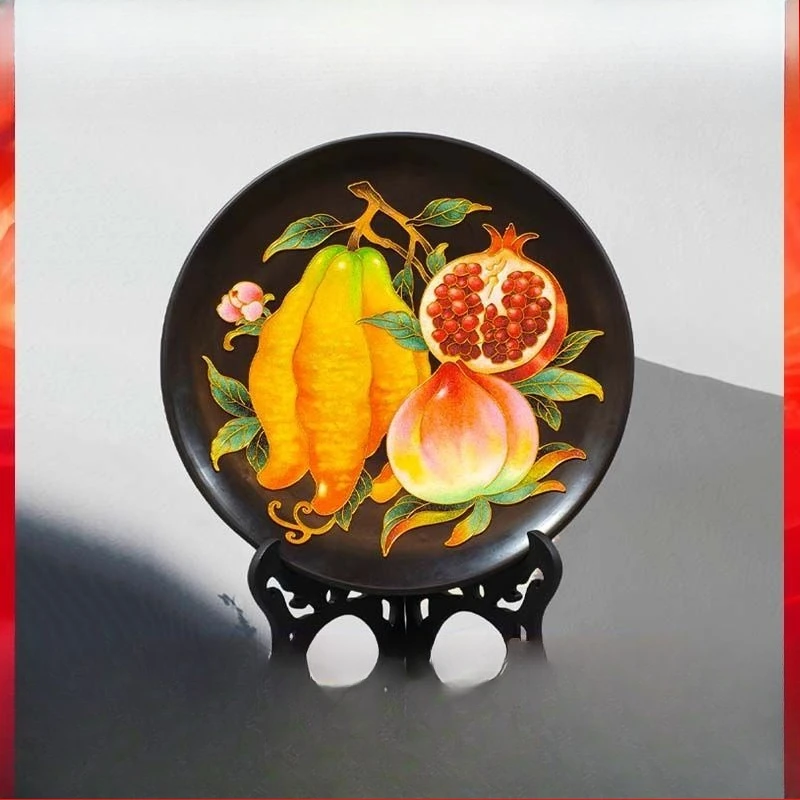 Black pottery cloisonne appreciation plate home ornament birthday housewarming gift