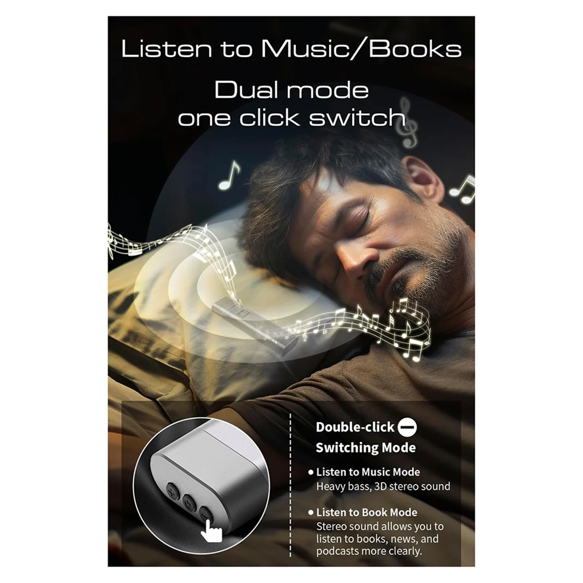 FFYY-Bluetooth 5.3 Altoparlante per cuscino a conduzione ossea, altoparlante sotto il cuscino con display a LED, macchina per rumore bianco con suono stereo