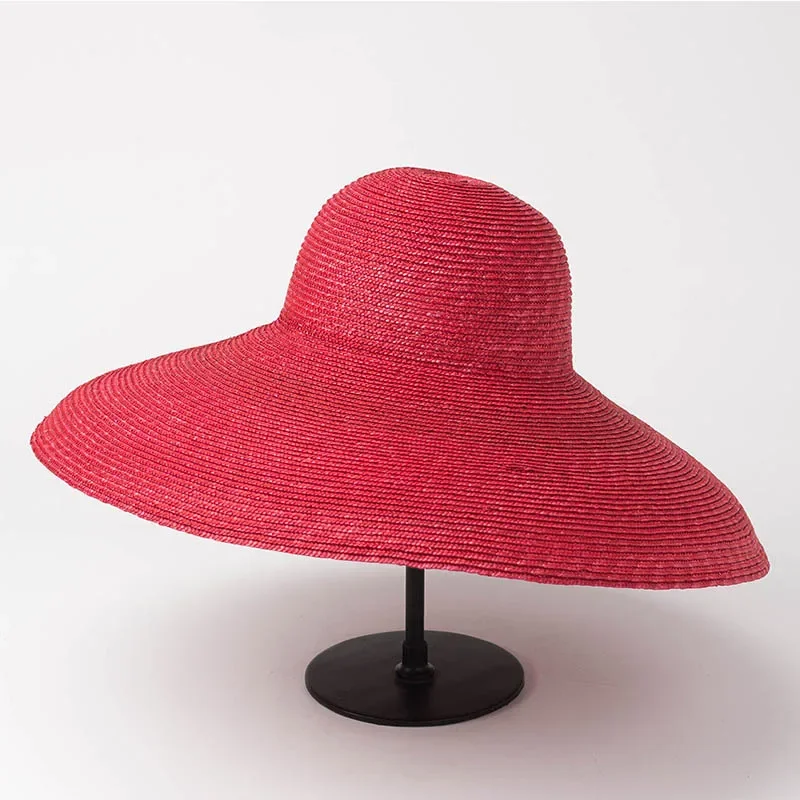 Women Natural Wide Brim Wheat Straw Hat Royal Ascot Derby Big Brim Sun Hat Millinery DIY Craft Straw Hat Base Summer Beach