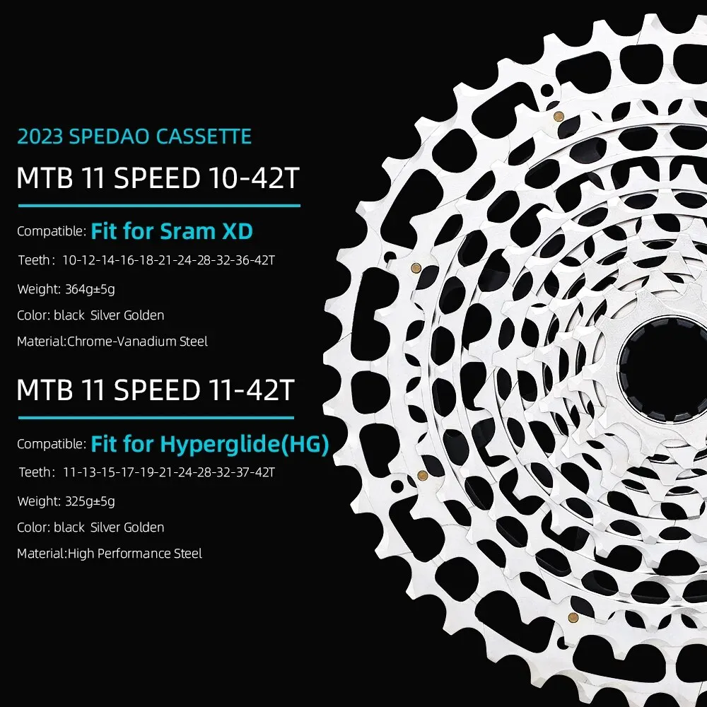 SPEDAO 10-42T 11-12 11Speed Bicycle Cassette 11v MTB Bike Freeewheel 11S Mountain Sprocket XD HG C Made Bike Cycling Accessories