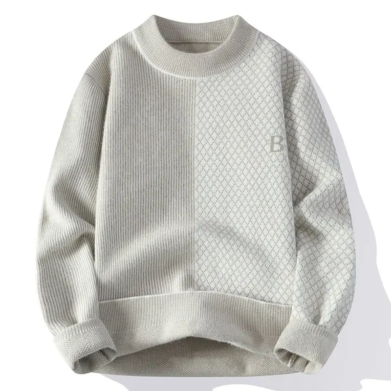 

Men's Winter Thiened Warm Casual Loose Knitted Sweater Faionable All-Match Thiened Anti-Ball Sweater for Youth