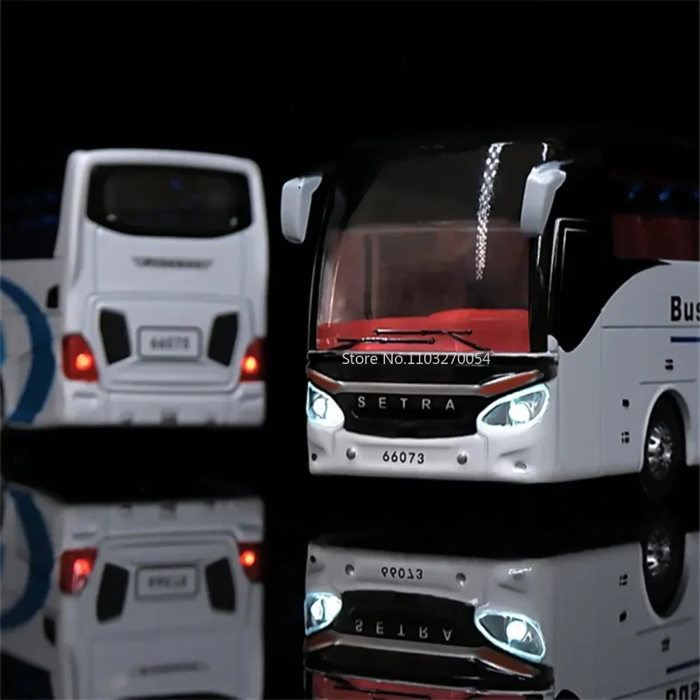 1/32 Legering Single-layer Bus Auto Model Speelgoed Diecast Simulatie Metalen Business Bus Voertuig Geluid Licht Trek kinderen Gift Speelgoed