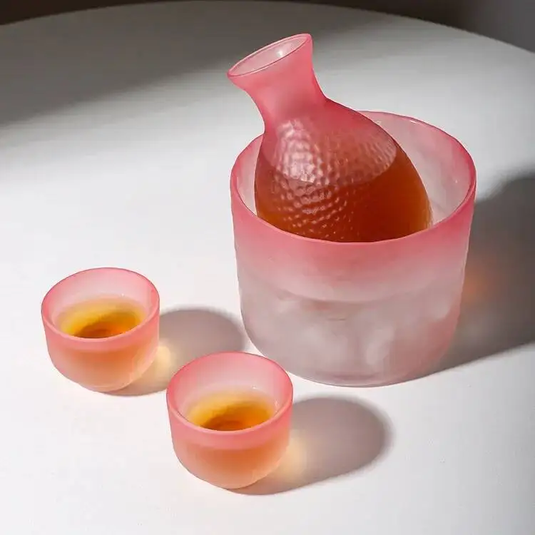 متجمد الوردي ساكي وعاء مجموعات اليابانية الزجاج بار النبيذ موزع الصينية Baijiu Soju النار نظارات قارورة برواري اكسسوارات المطبخ #6