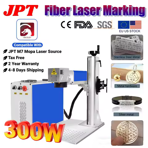 300W Auto Focus JPT M7 Mopa Fiber Laser Marking Machine Stainless Steel Metal Cutting Gold Silver Ring Laser Engraver