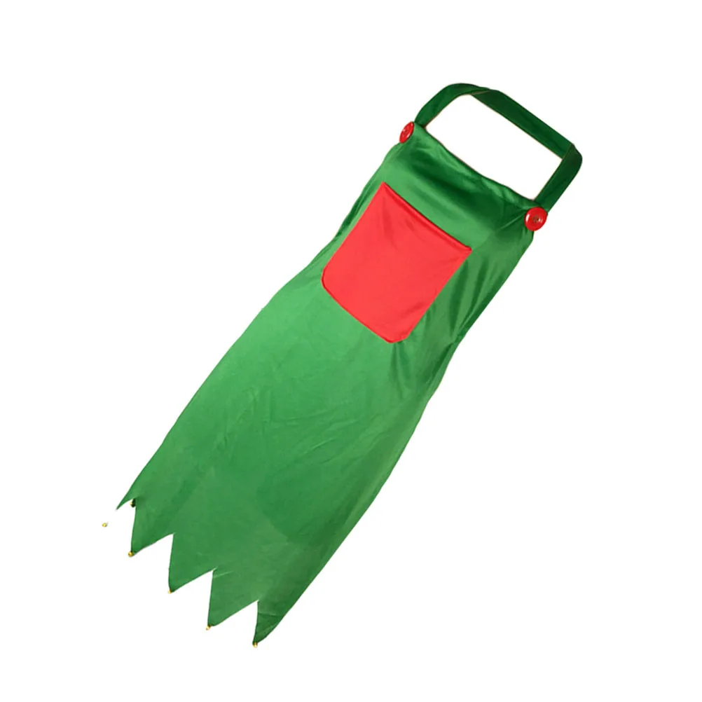 

Knitted Christmas Elf Shaped Apron Hanging Neck Adjustable Back Tie Kitchen Bib Thick Festive Cooking Party