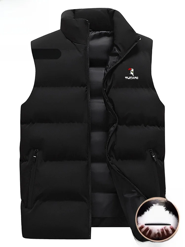 

TUCANO Men's down Vest Lightweight Warm Cotton Svel Jaet Du down Filling Outdoor Casual Faion Winter Outerwear