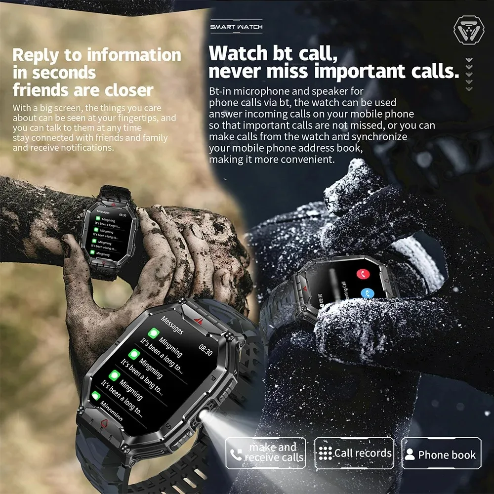 Xiaomi Nuovo Militare Astuto Della Vigilanza Degli Uomini 2.01 pollici HD Schermo 650mAh IP68 Sport All'aria Aperta Tracker 24 Ore di Monitoraggio Della Salute Smartwatch