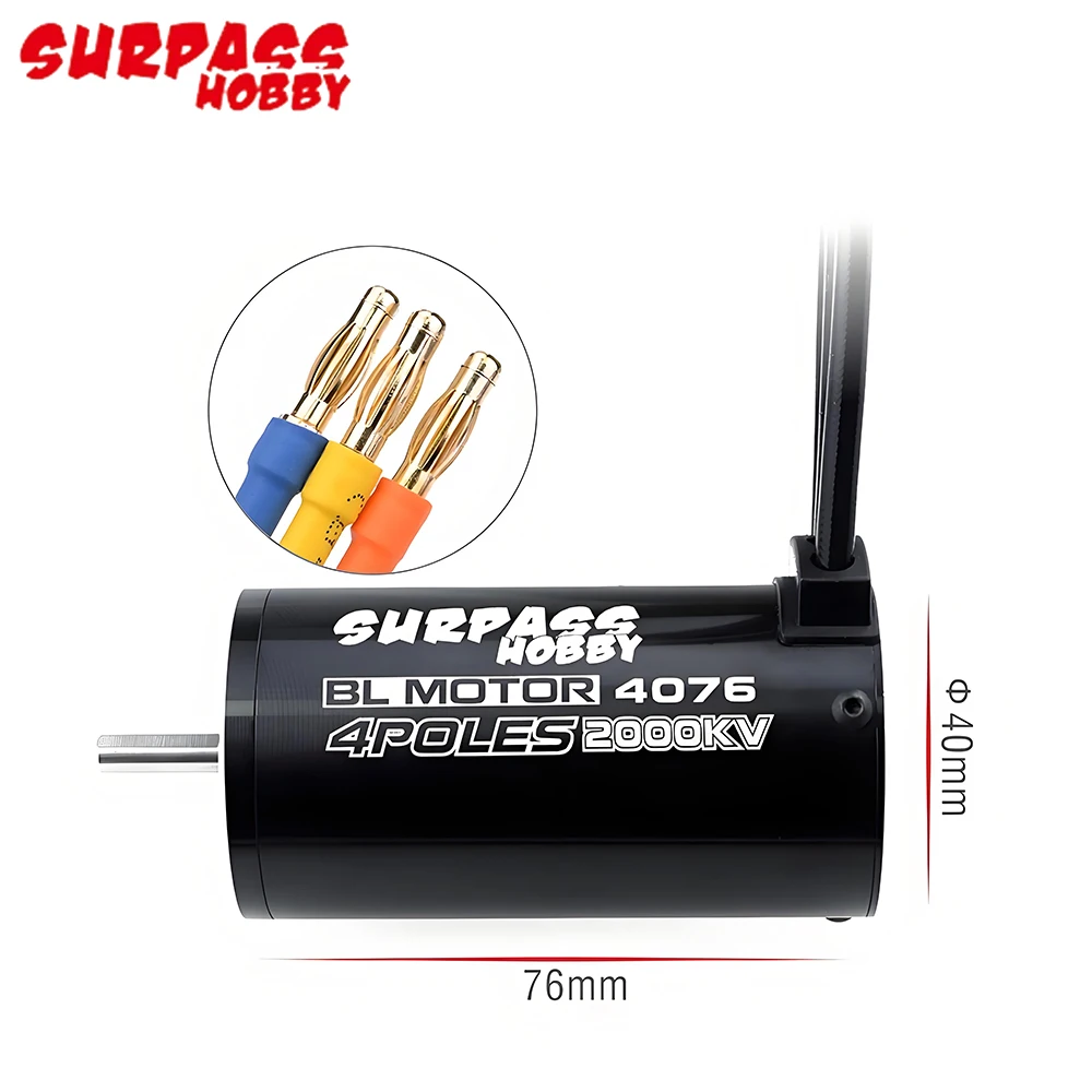 Surpass Hobby 4076 1350KV/1550KV/1700KV/2000KV/2250KV Sensorless Brushless Motor 120A 3-6S ESC For 1/8 1:8 RC Car - view 5