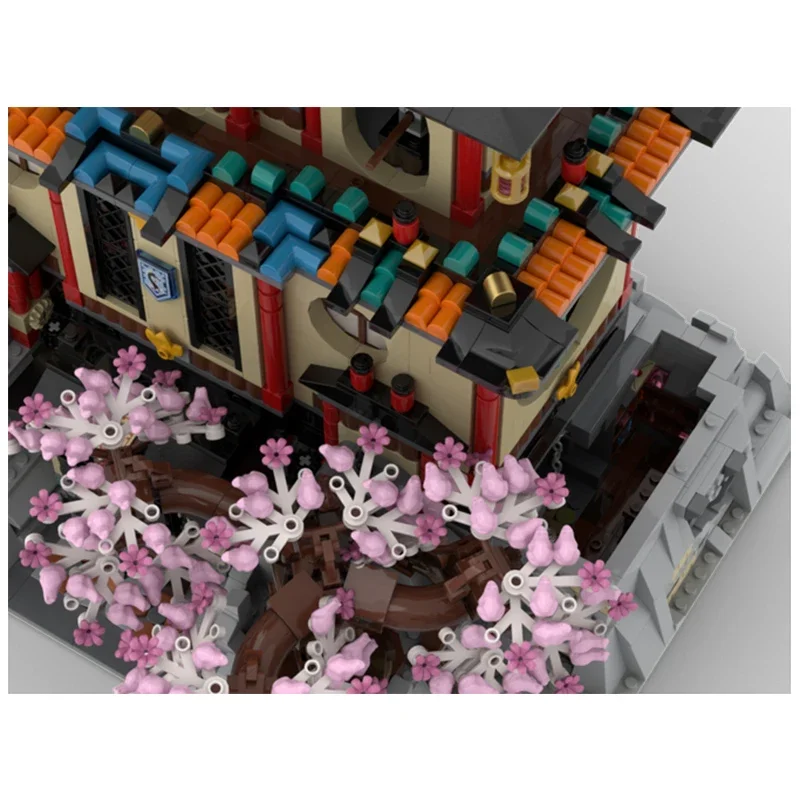 htmoc tradizionale tempio casa drago città Architettura cinese Building Blocks Modello archway gateway Padiglione Mattoni fai da te Giocattoli