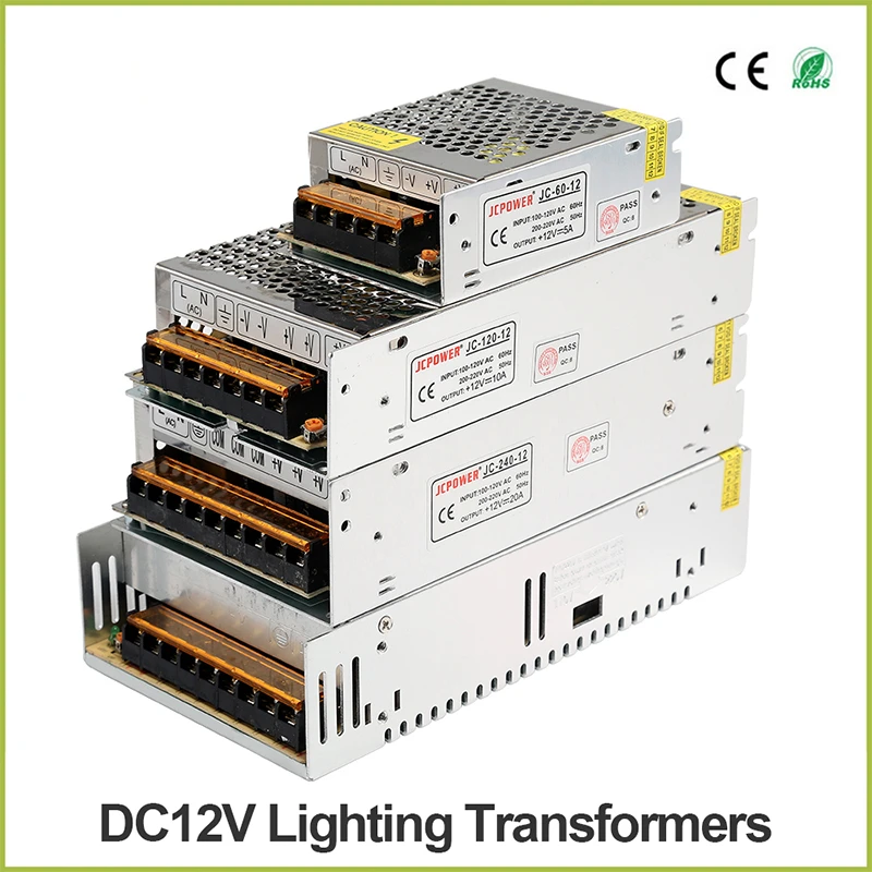 DC 5V 12V 24V 36V LED Strip Module Power Supply TO AC 110V-220V 1A 2A 3A 4A 5A 6A 8A 10A 15A 20A 30A 40A 50A 60A Transformer