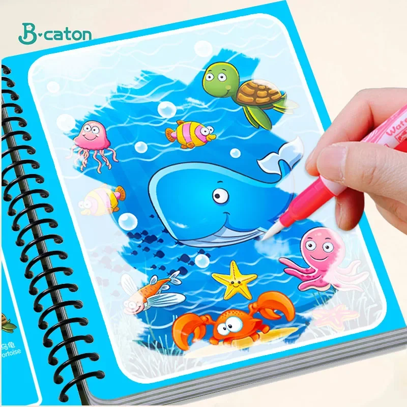 Livro de desenho mágico com água, pintura grafite, brinquedos de desenho para crianças, livro de colorir reutilizável, brinquedos educativos para