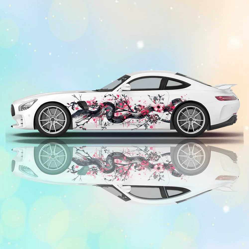 

Snakes Flower Branch Car Vinyl Wraps Decal Self-adhesive PVC Sticker Suitable for Trucks SUV Decoration Auto Accessories Gift
