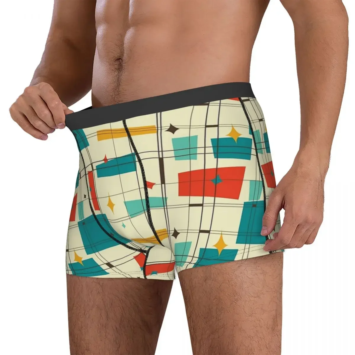 Boxer Moderne du Milieu du Siècle pour Homme, Sous-Vêtement Confortable, Culotte, Cadeau pour Petit Ami