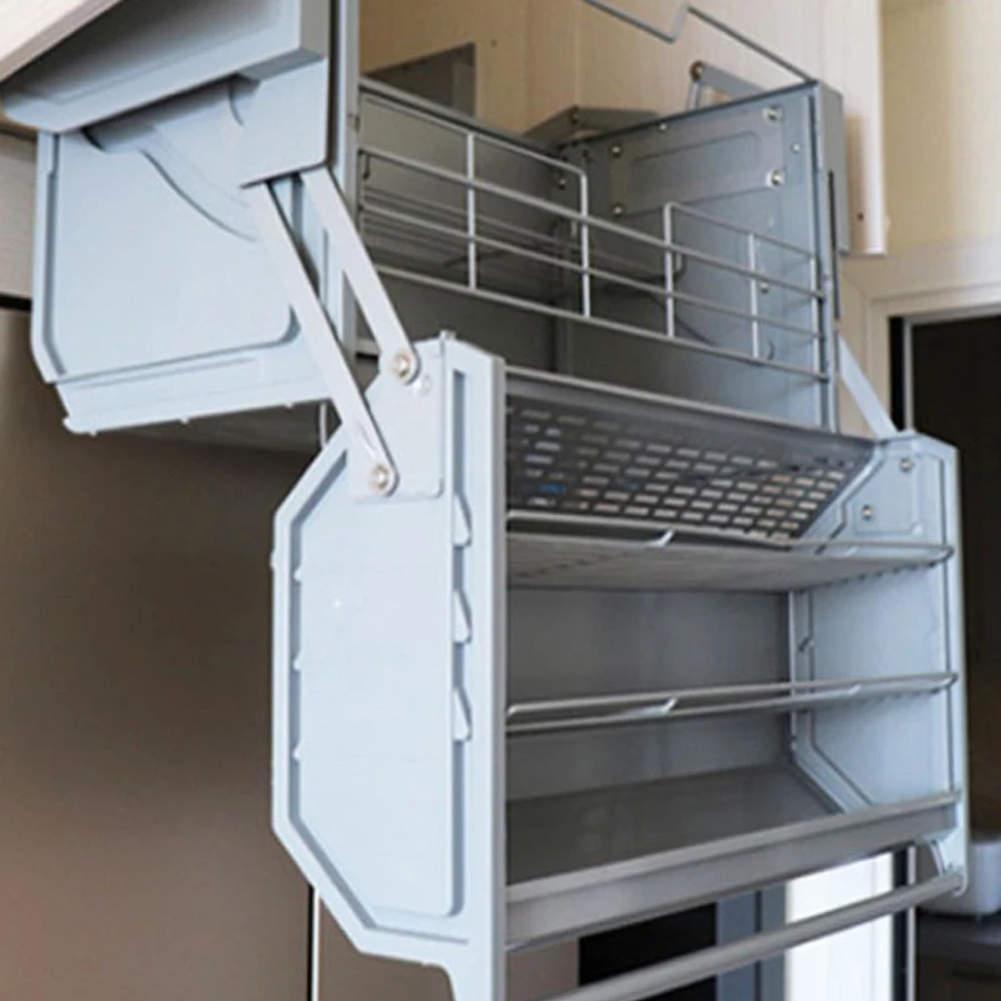 

Высококачественный современный выдвижной кухонный шкаф, полки для хранения, лифт, подъемная корзина, многофункциональная корзина для хранения кладовой