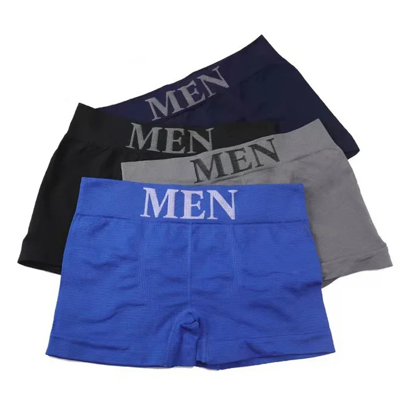 3 Pcs Men's Panties Underwear Boxers Breathable Man Boxer Solid Underpants Comfortable Male Brand Shorts Black Blue Underwear image 2