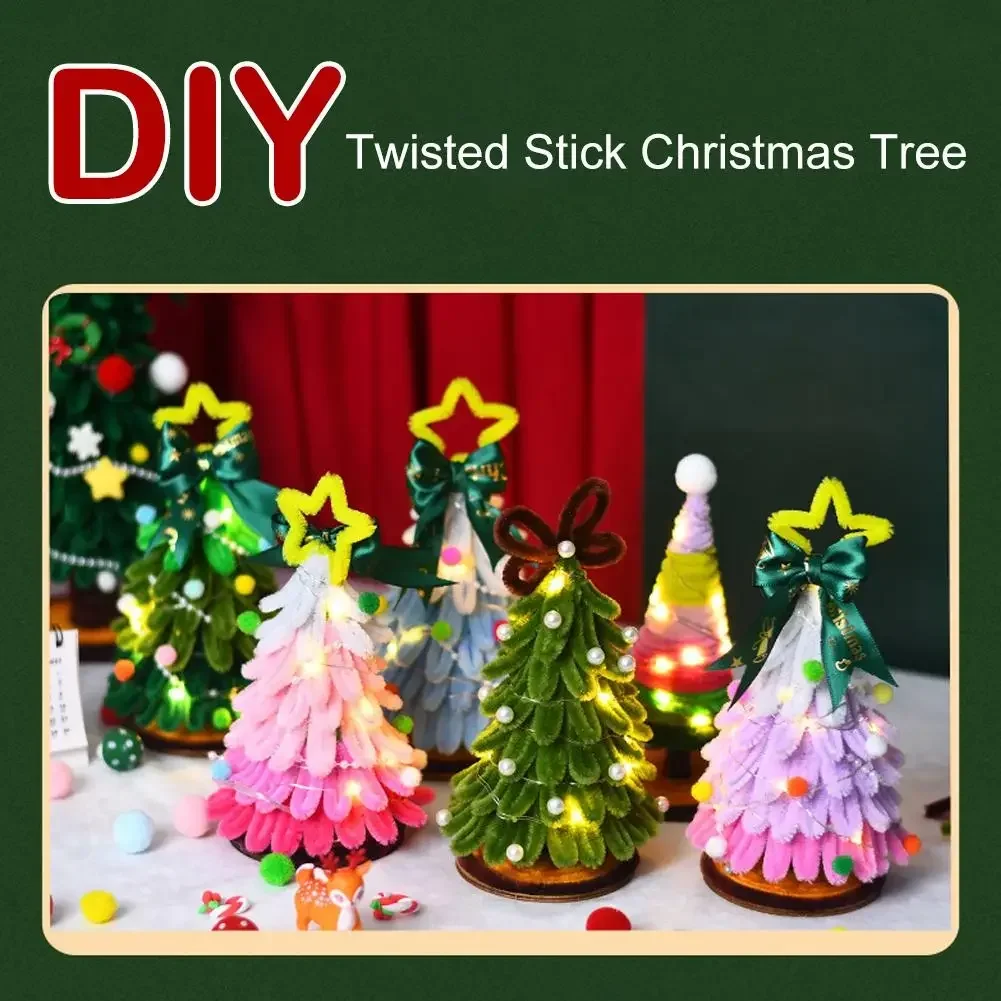 DIY Handmade Christmas Tree Christmas Pipe Cleaners Craft Kit Pipe Cleaners Supplies Pack Christmas Decorations Gifts