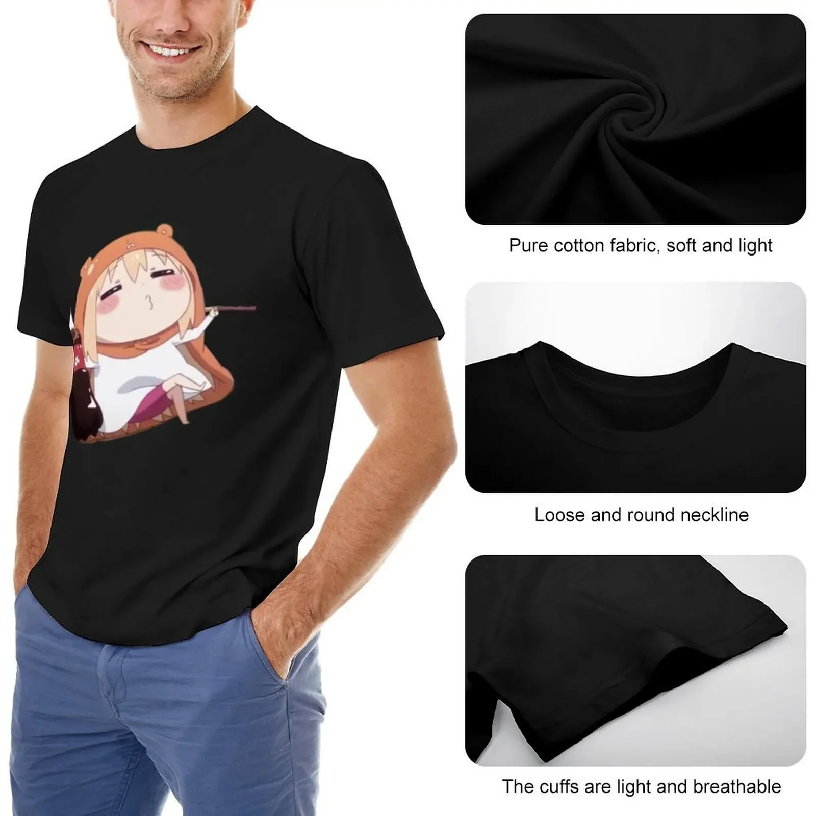 Umaru Cola Himouto Umaru-chan T-Shirt Baumwolle Grafik-T-Shirts Erhabene T-Shirts für Männer