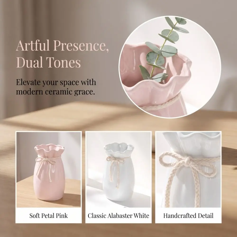 Unique Style Lucky Bag Shape Ceramic Vase Nordic Modern Flower Vase Bohemian Creative Flowerpot Living Room