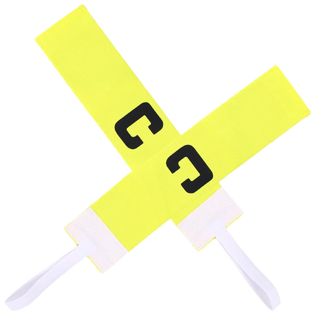 

2 Pcs Football Training Supplies Captain C-label Armband Yellow Bands for Soccer Adjustable Armbands Rugby Convenient Portable