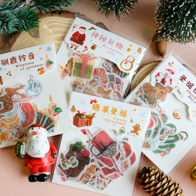 40 Pcs/Set Christmas Candy Reindeer Series Decorative Mobile Sticker DIY Scrapbooking Diary Stationery Stickers