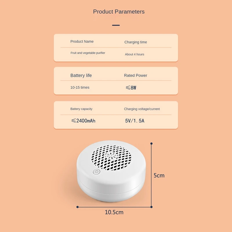 Fruit And Vegetable Wash Machine White Portable Fruit Cleaner Purifier USB Wireless Food Purifier For Fruit,Rice,Bean, Meat