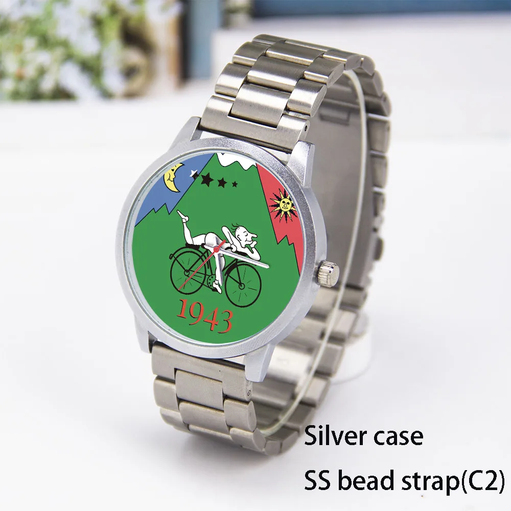 

Unisex Bicycle Day Commemorative Quartz Watch Personalized Rose Gold Dial 45/38mm Silicone Stainless Steel Leather Strap