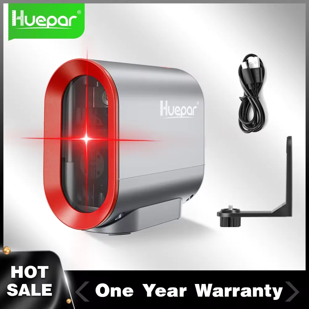Huepar-ferramenta de Nível Laser Auto-nivelamento Recarregável com Suporte Magnético Horizontal e Vertical Cross Line Linhas Y011