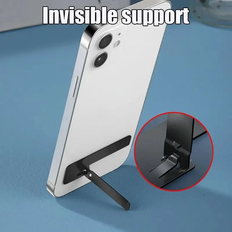 

Phone Holder Metal Thin Folding Invisible Stainless Steel Mobile Holder Stand For Samsung Universal Desktop Kickstand