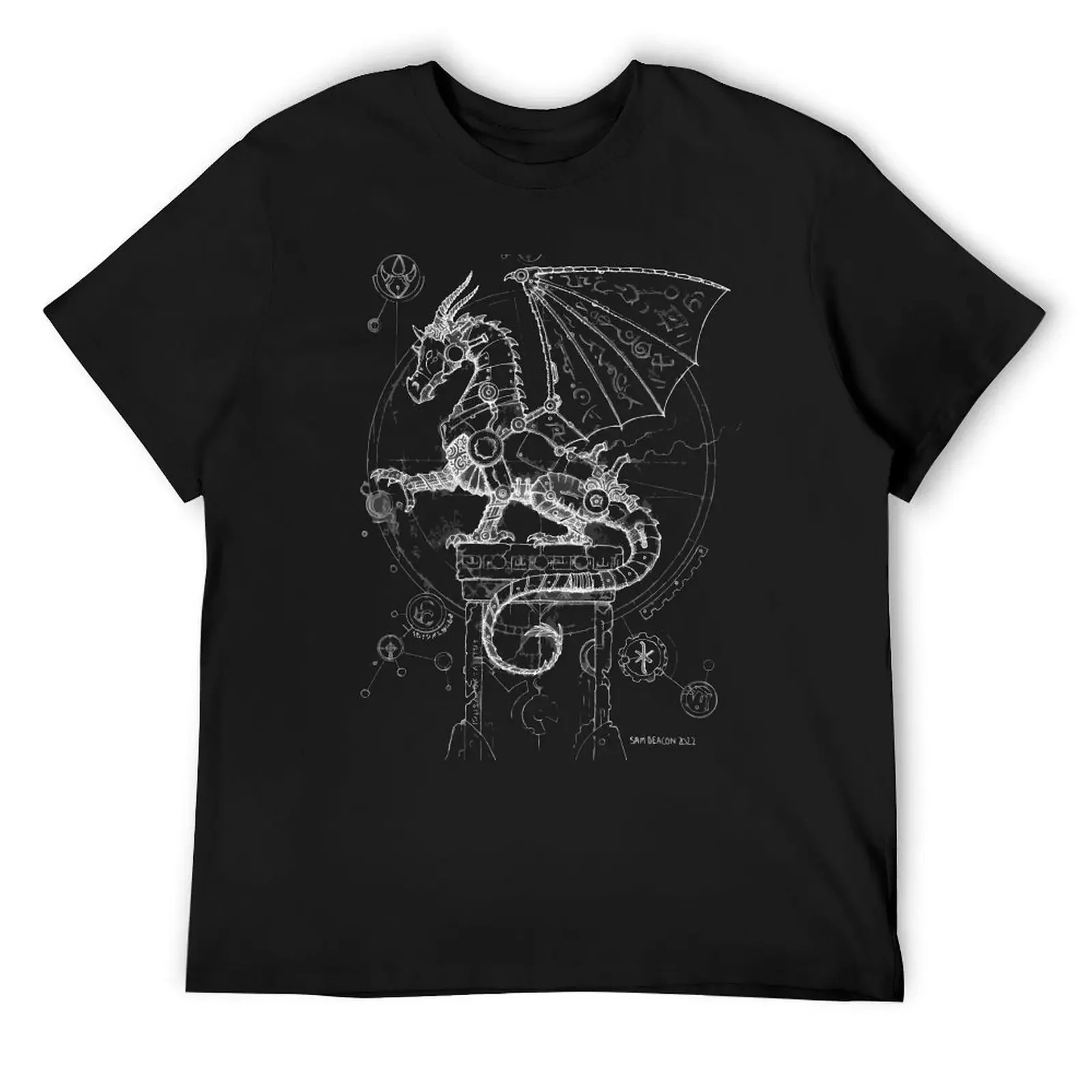 

Steampunk Dragon (white) T-Shirt summer tops oversized anime tshirt men clothings