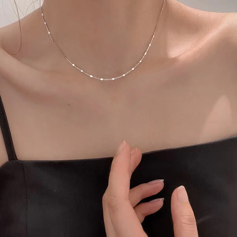 925 Sterling Silver Necklace Simple Charm Personality Woman Clavicle Chain Choker Birthday Gift for Friends Exquisite Jewelry