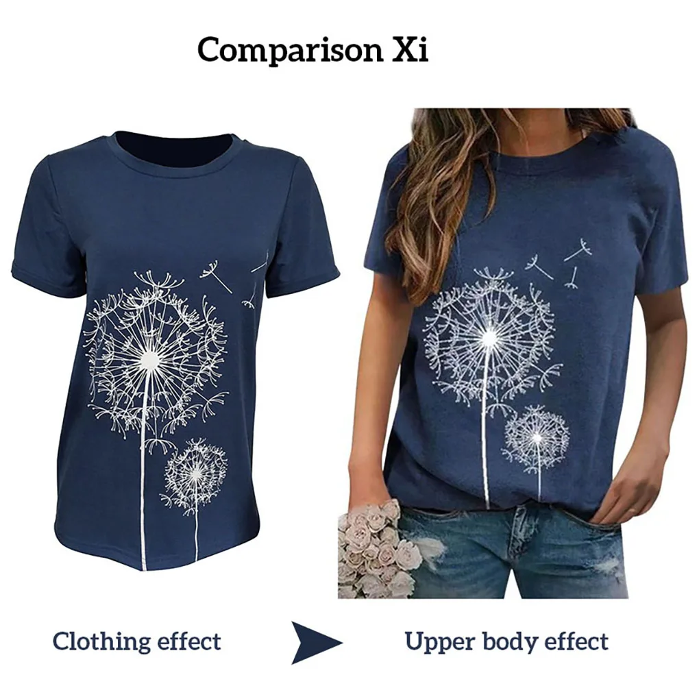 Camisas de cuello redondo para mujer, camisetas de manga corta estilo pissenlit ple, ropa con estampado de flores, accesorio de moda, gris oscuro M