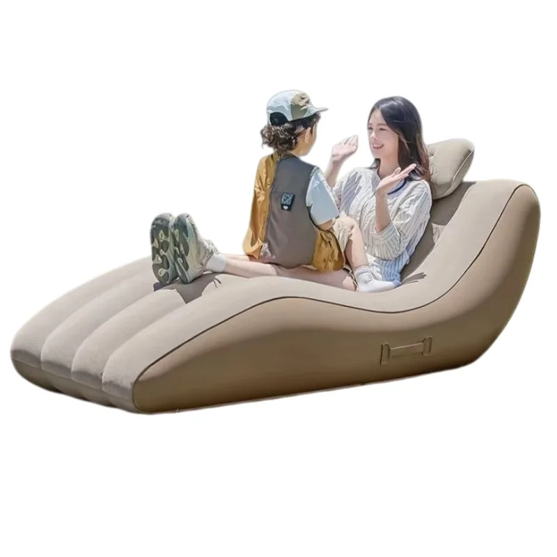 Outdoor Portable Self Inflating Lounge Chair - Waterproof Camping Lazy Sofa with Pillow and Handle, Suitable for Beach and Lawn image 3