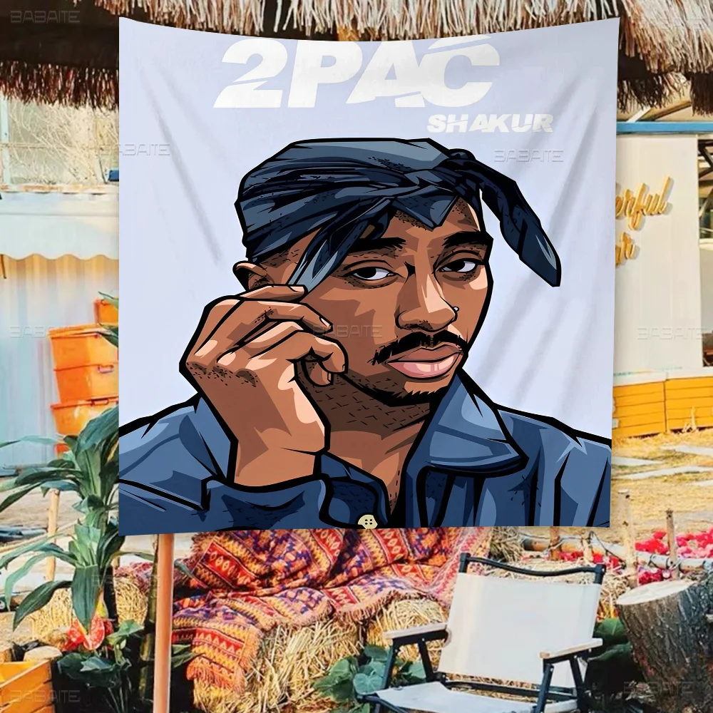 2Pac Tupac Amaru Shakur Creative Pattern Hanging Flag Polyester Printed Banner Hand Pulled Flag