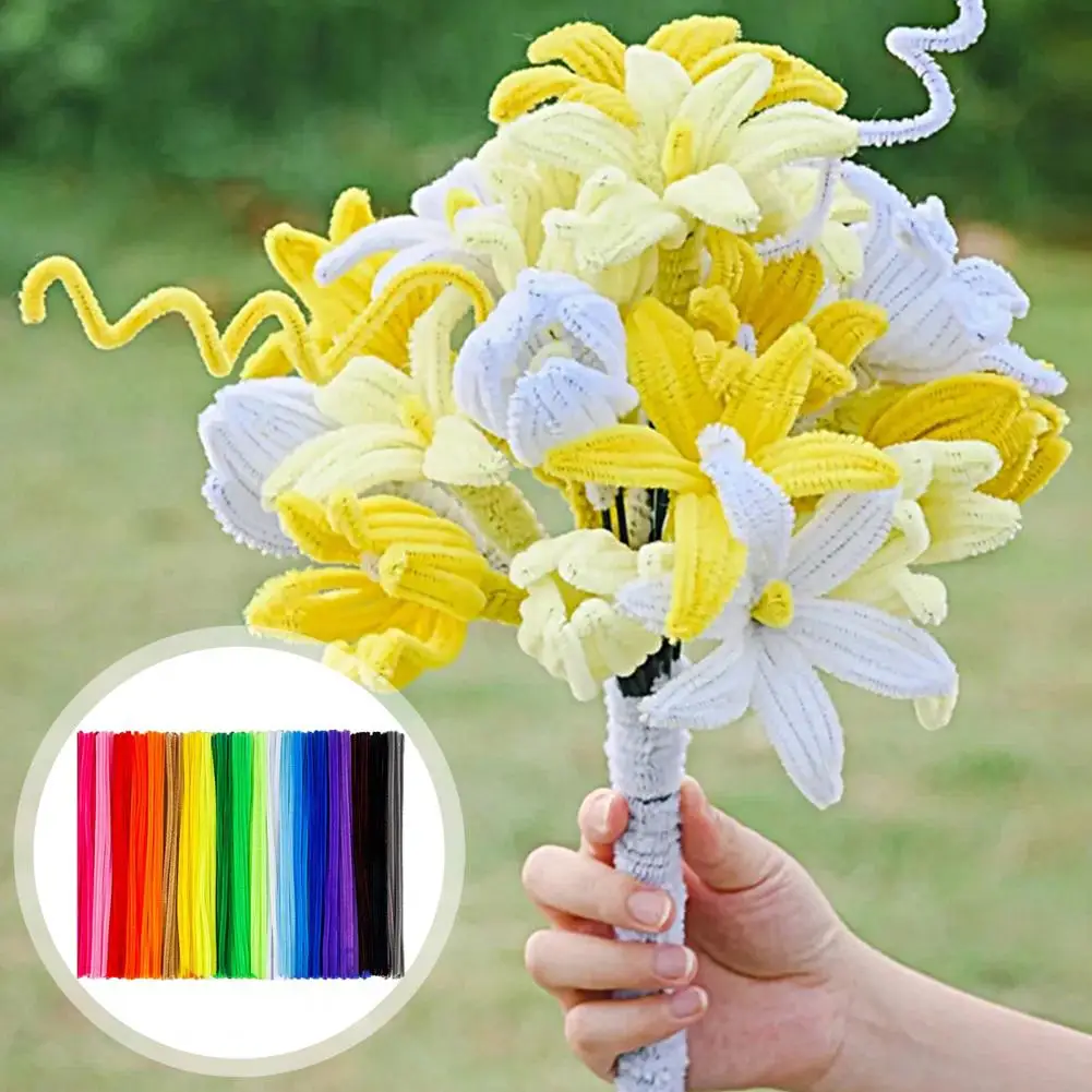 Colorful Chenille Pipe Cleaner for Kids, Pipe Cleaners, Educational Toy, Craft Supplies, 20 Colors, 30cm, 100Pcs